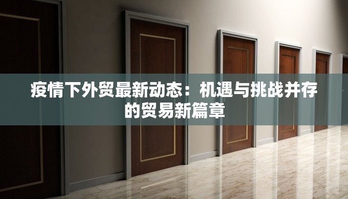 疫情下外贸最新动态：机遇与挑战并存的贸易新篇章