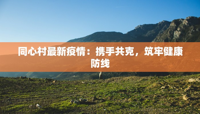 同心村最新疫情：携手共克，筑牢健康防线